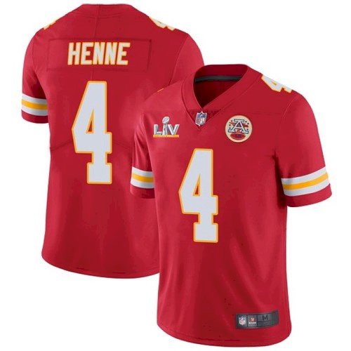 Men's Red Kansas City Chiefs #4 Chad Henne 2021 Super Bowl LV Stitched Jersey
